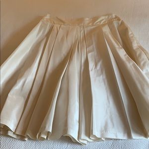 Cream Silk Pleated Skirt